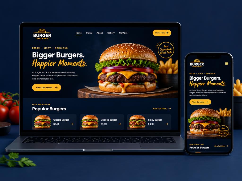 Demonstração de site para lanchonete